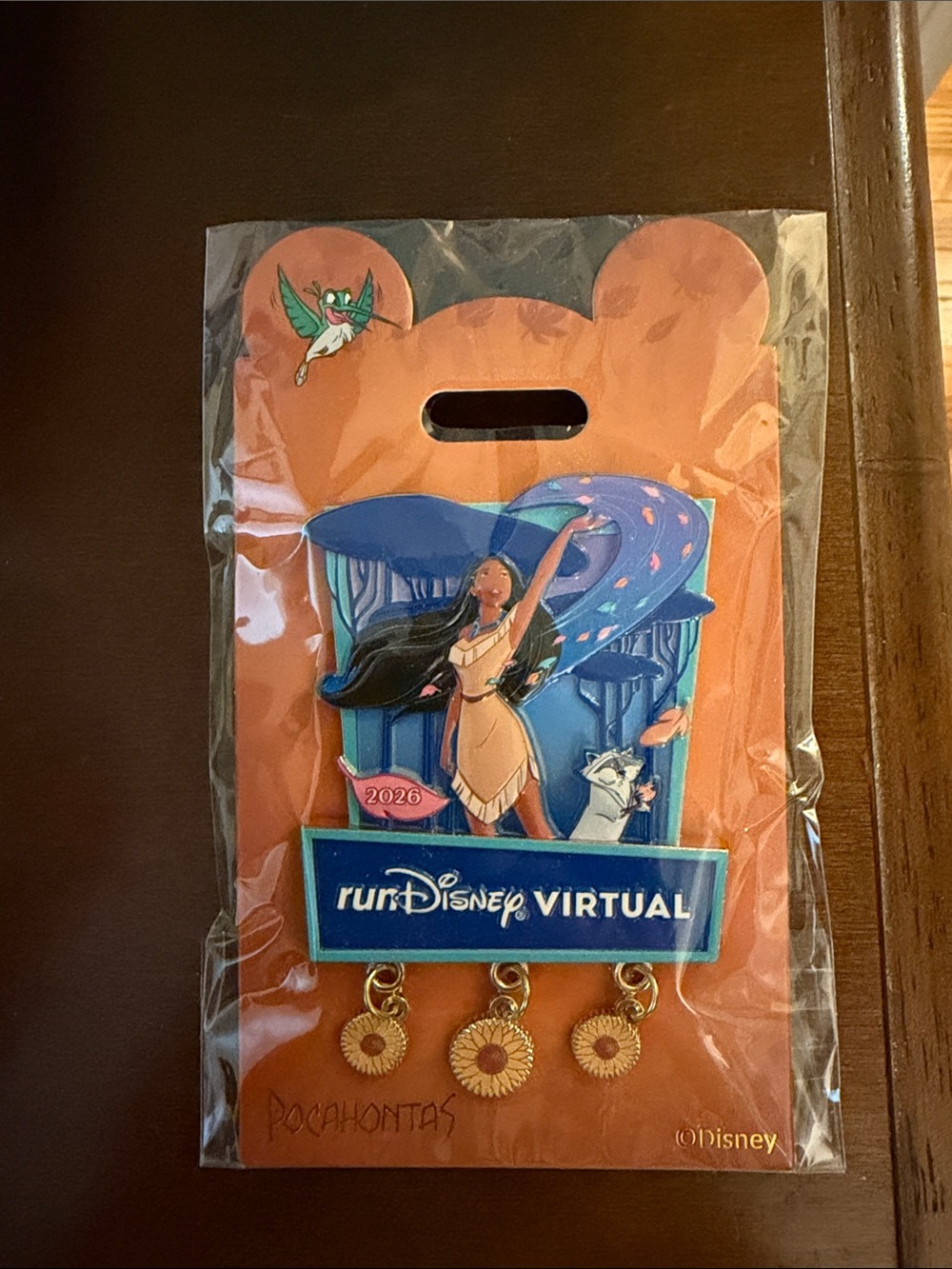 Disney Pocahontas RunDisney Virtual Pin - Blue & Peach